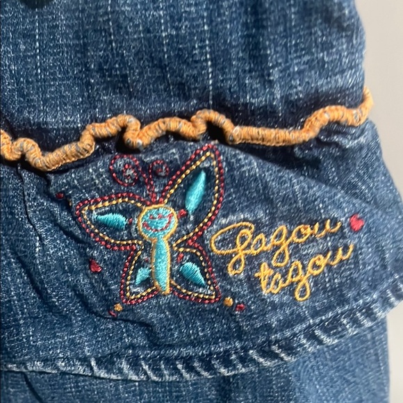 Blue and Orange Mini Bubble Skirt with Ruffled Tiers - Picture 3 of 5